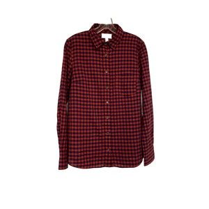J. Crew Womens Size 4 Shirt- Red Buffalo Check Boy Fit Button Up Top